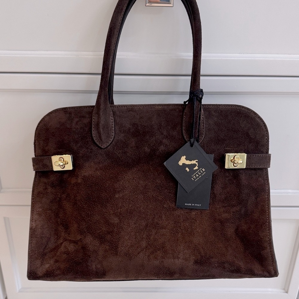 Viral CLAUDIA FIRENZE Chocolate Brown
Suede Leather Tote Satchel Bag 🤎 - Picture 13 of 13